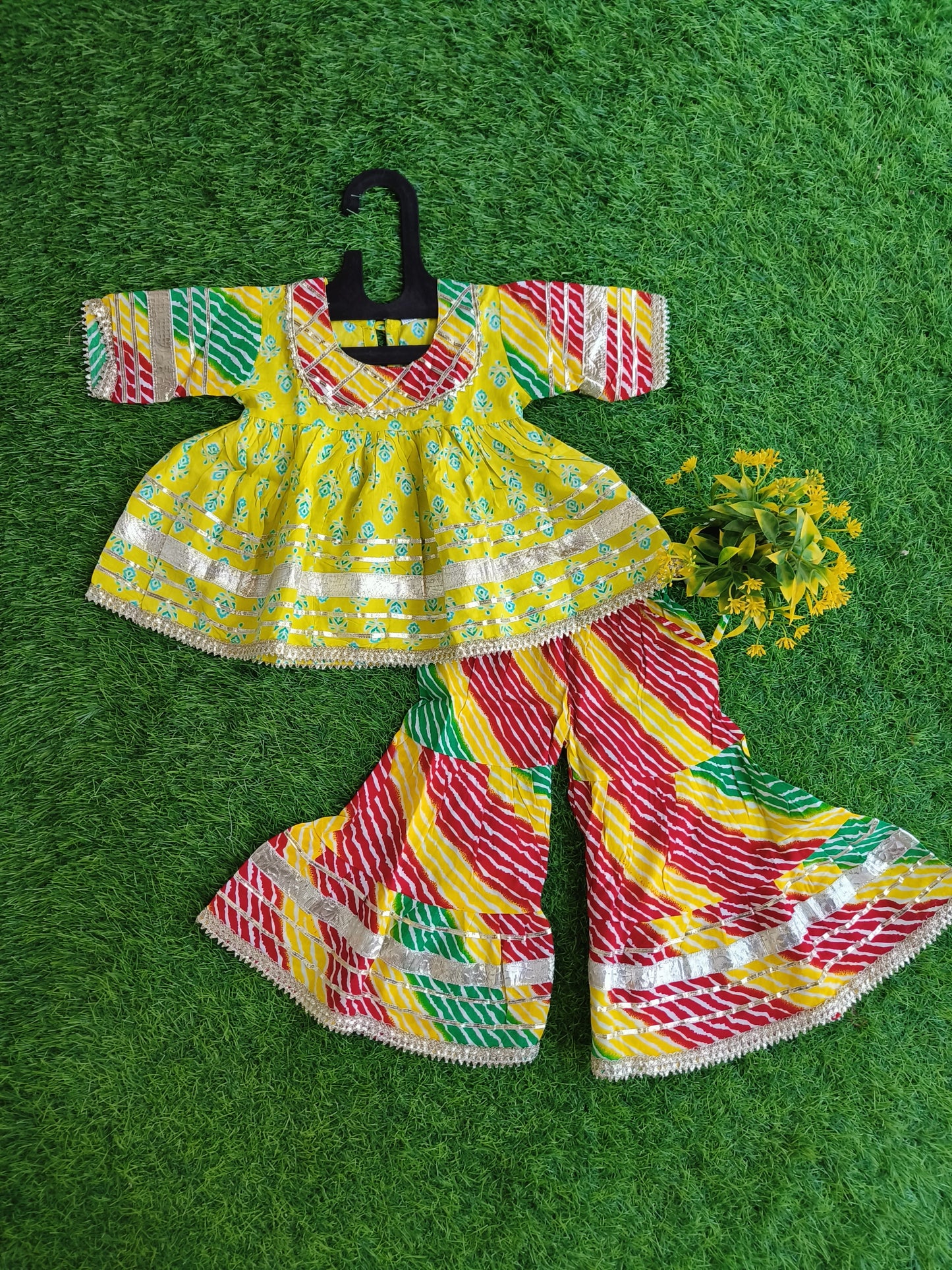 Anti Indian-Themed Printed Cotton Sharara Outfit Set for Girl