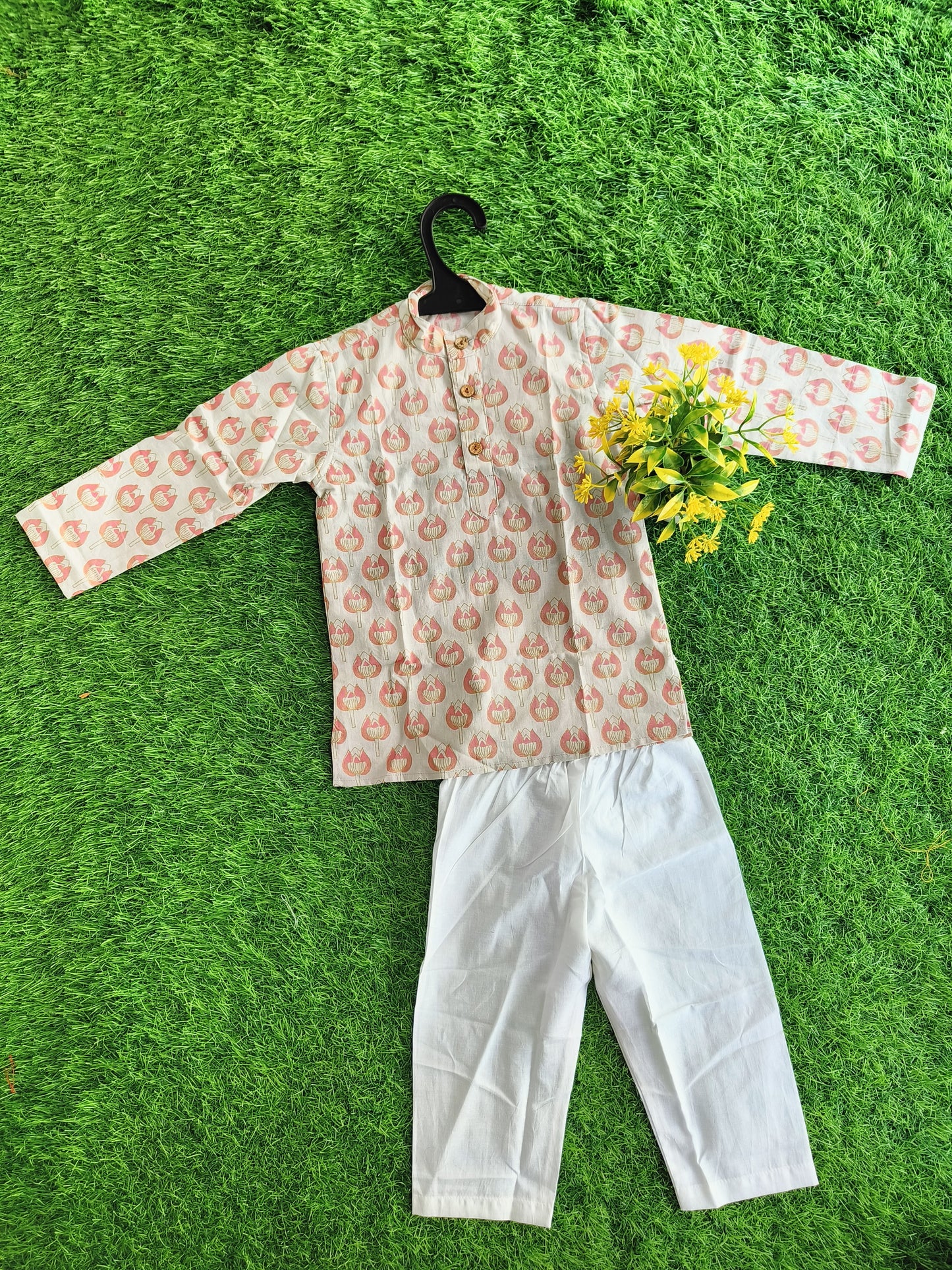 Trover Rich Style Printed Cotton Kurta Pajama Outfit Set for Boy