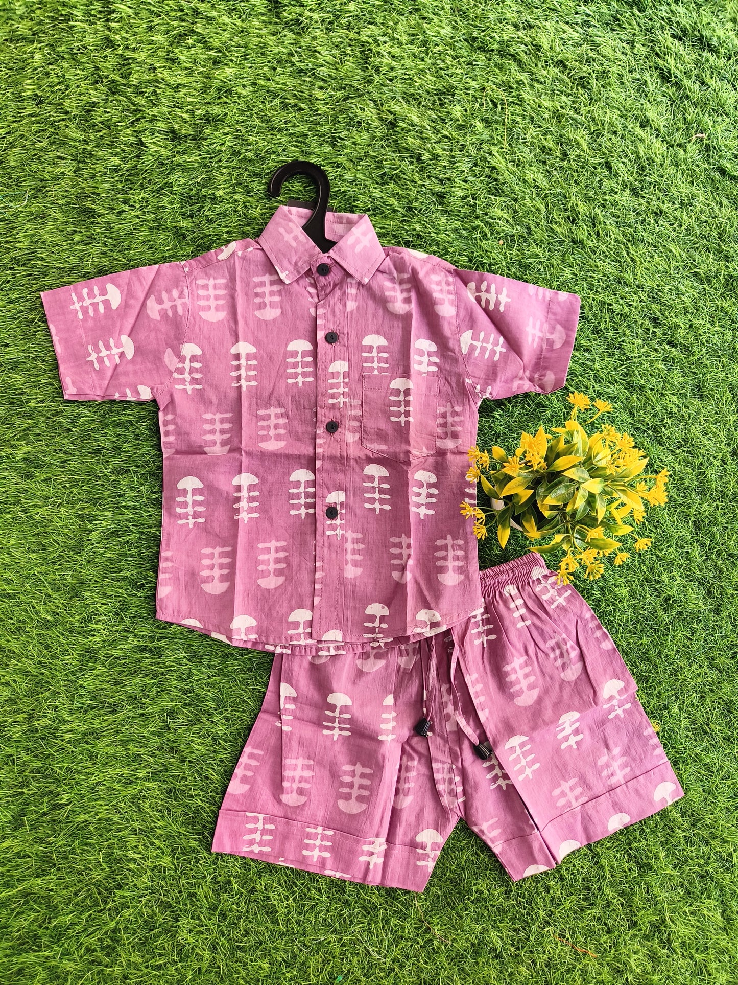 Melbourne Pink Printed Cotton Co-Ord Outfit Set for Boy