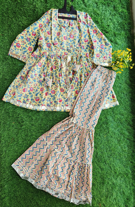 Rigging Robe-Themed Printed Cotton Sharara Outfit Set with Dupatta for Girl