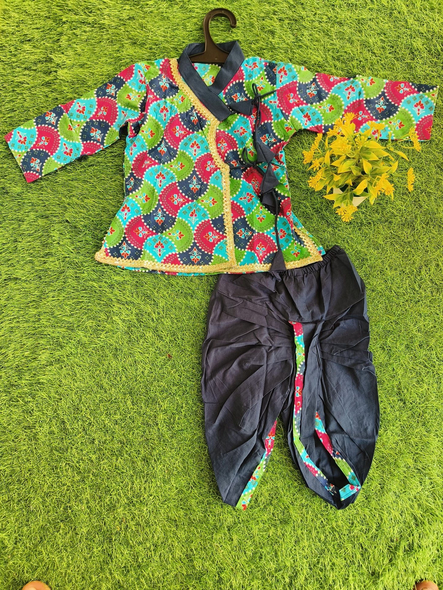 Royal Cultural Era Printed Cotton Dhoti Kurta Outfit Set for Boy